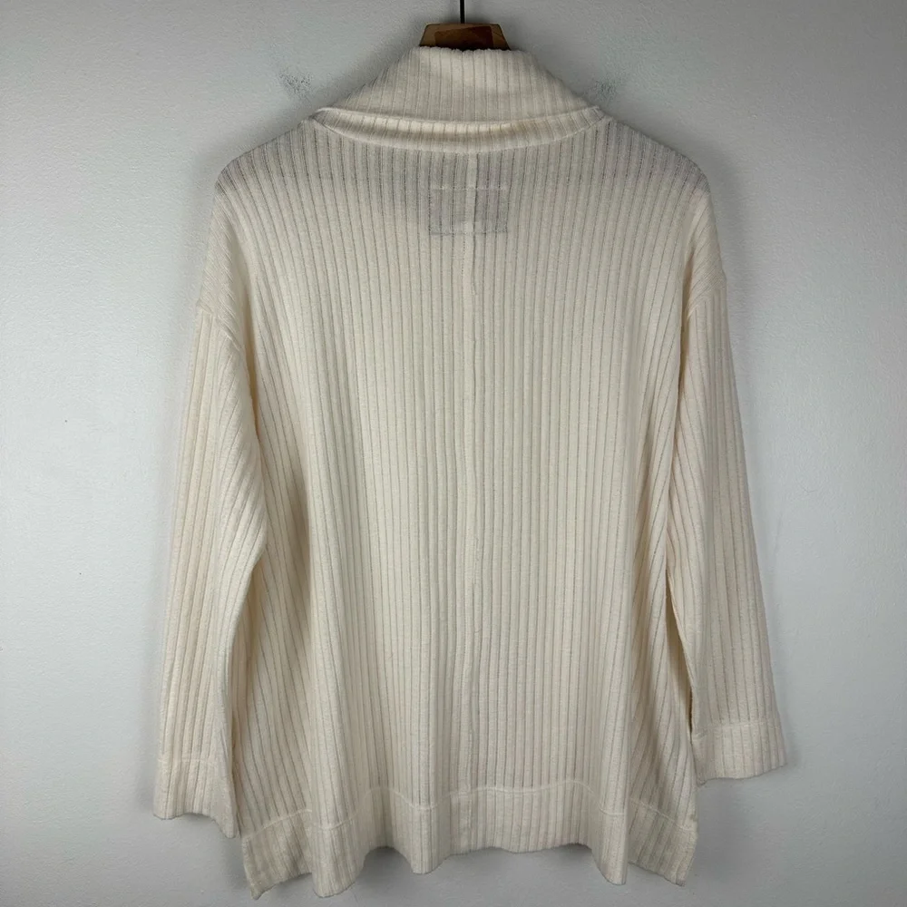 Anthropologie Vanna Cowl Neck Ribbed Sweater‎ Ivory Long Sleeves Women’s Sz M
